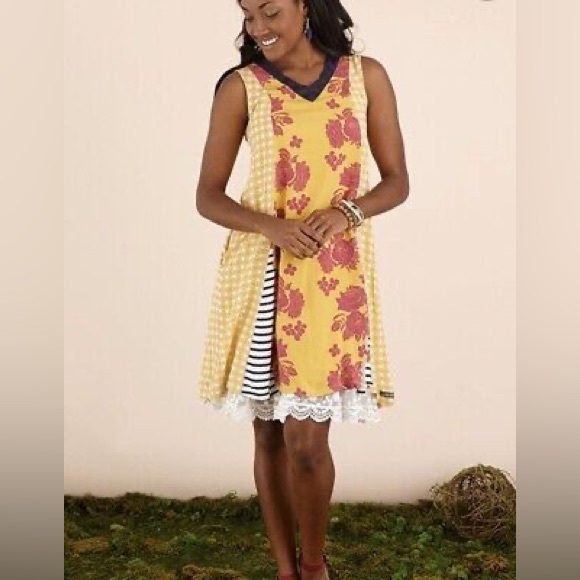 Matilda Jane Golden Key Swing Colorblock Dress - Picture 1 of 14